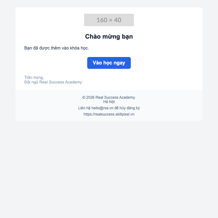 Rendered email with no branding